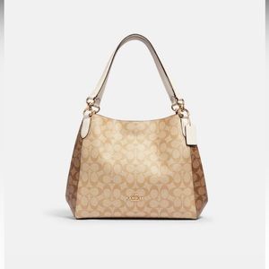 Coach Hallie Shoulder Bag in Signature Canvas - Ivory